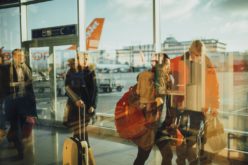 travellers at an airport